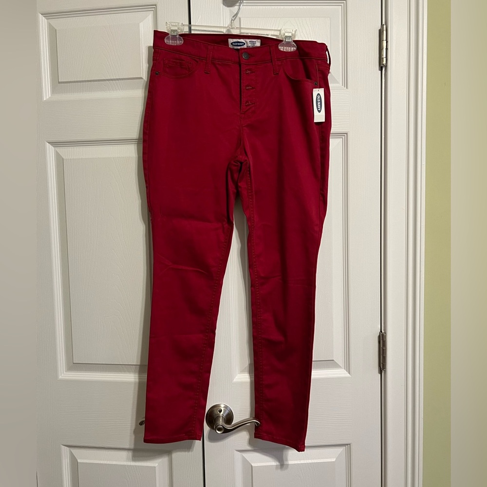 Old Navy Red Rockstar Pants 10 Petite